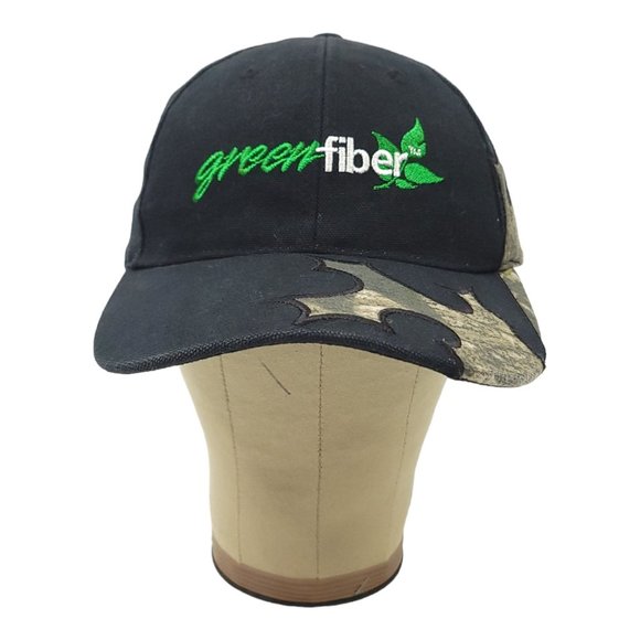 Green Fiber Black Camo Strapback Cap Trucker Baseball Hunter Farming Hat - Picture 8 of 13